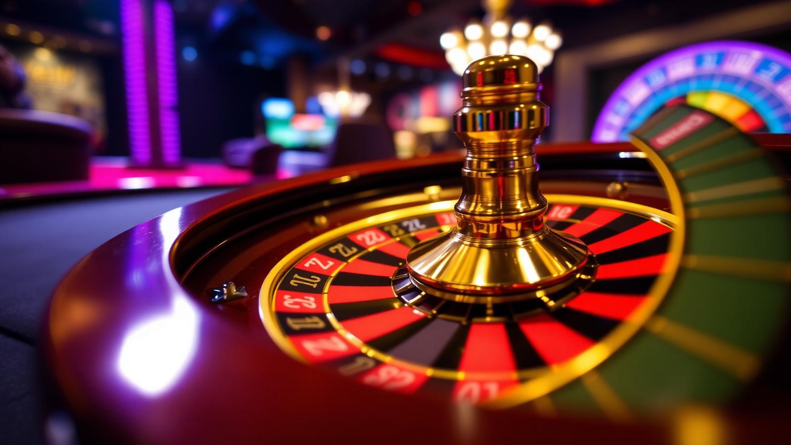 Roulettewiel in een sfeervol online casino